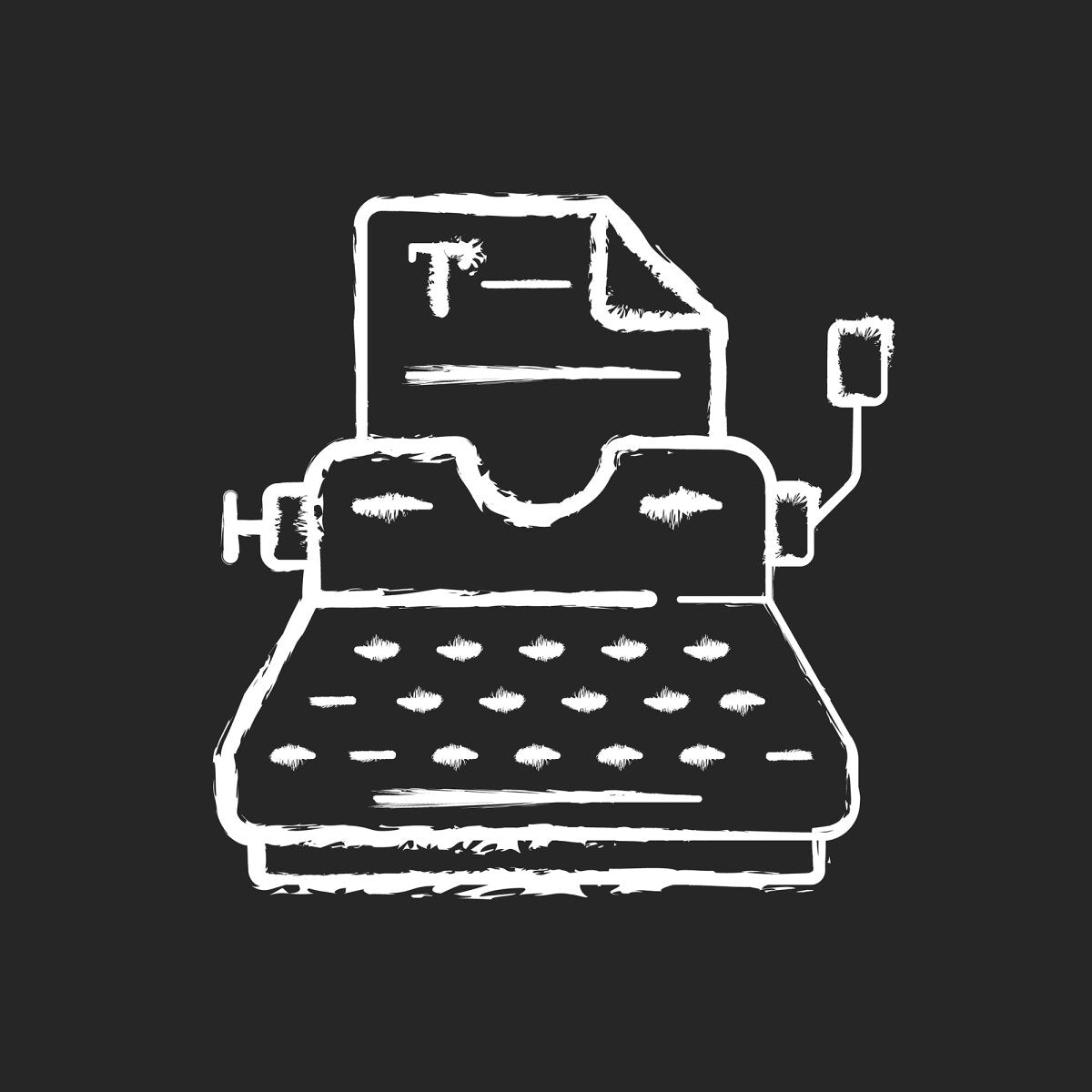Copywriting chalk white icons set on black background