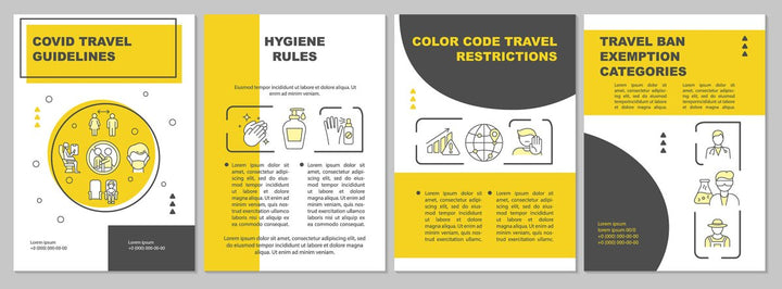 Covid travel guidelines brochure template set