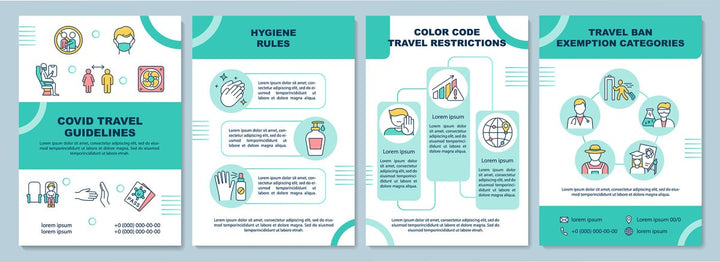 Covid travel guidelines brochure template set