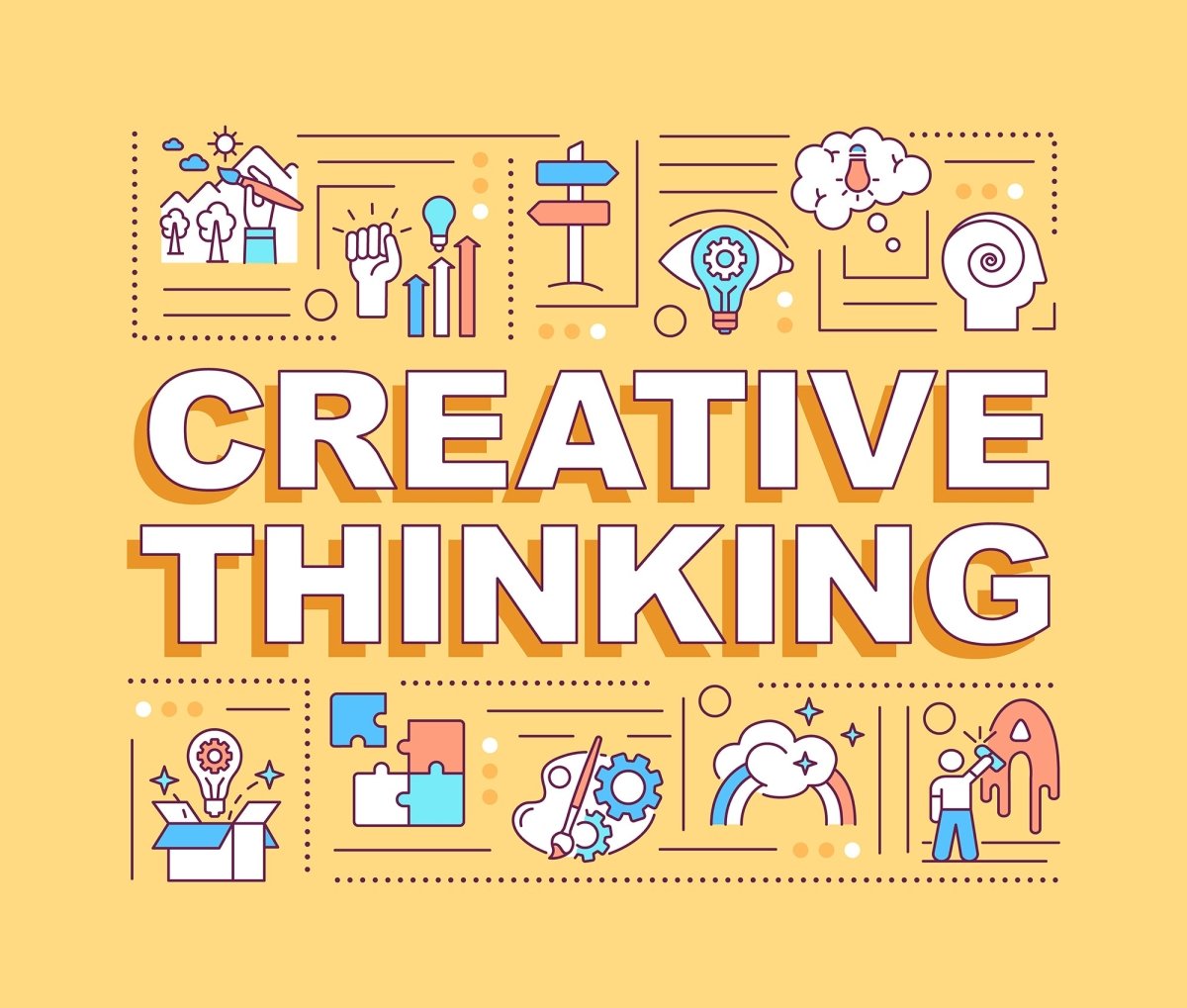 Creative thinking word concepts banner set