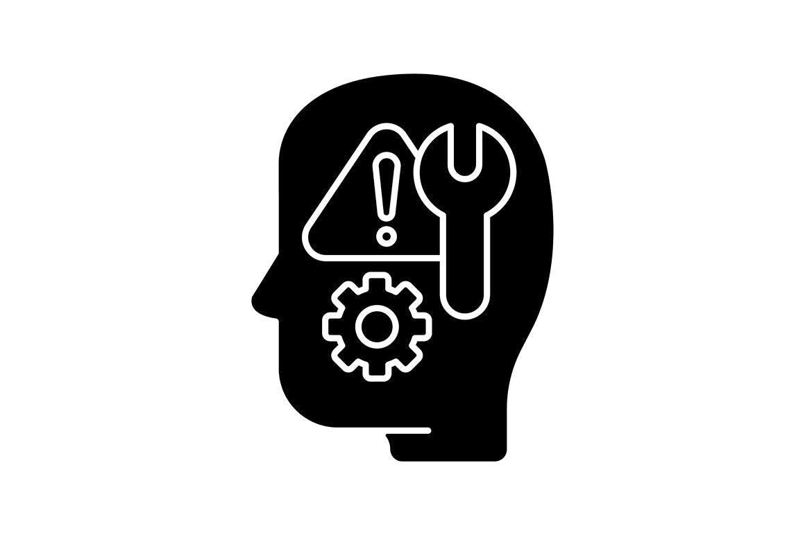 Critical thinking black glyph icons set on white space