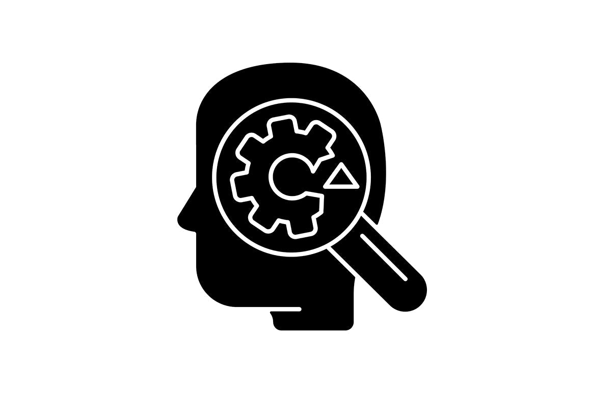 Critical thinking black glyph icons set on white space