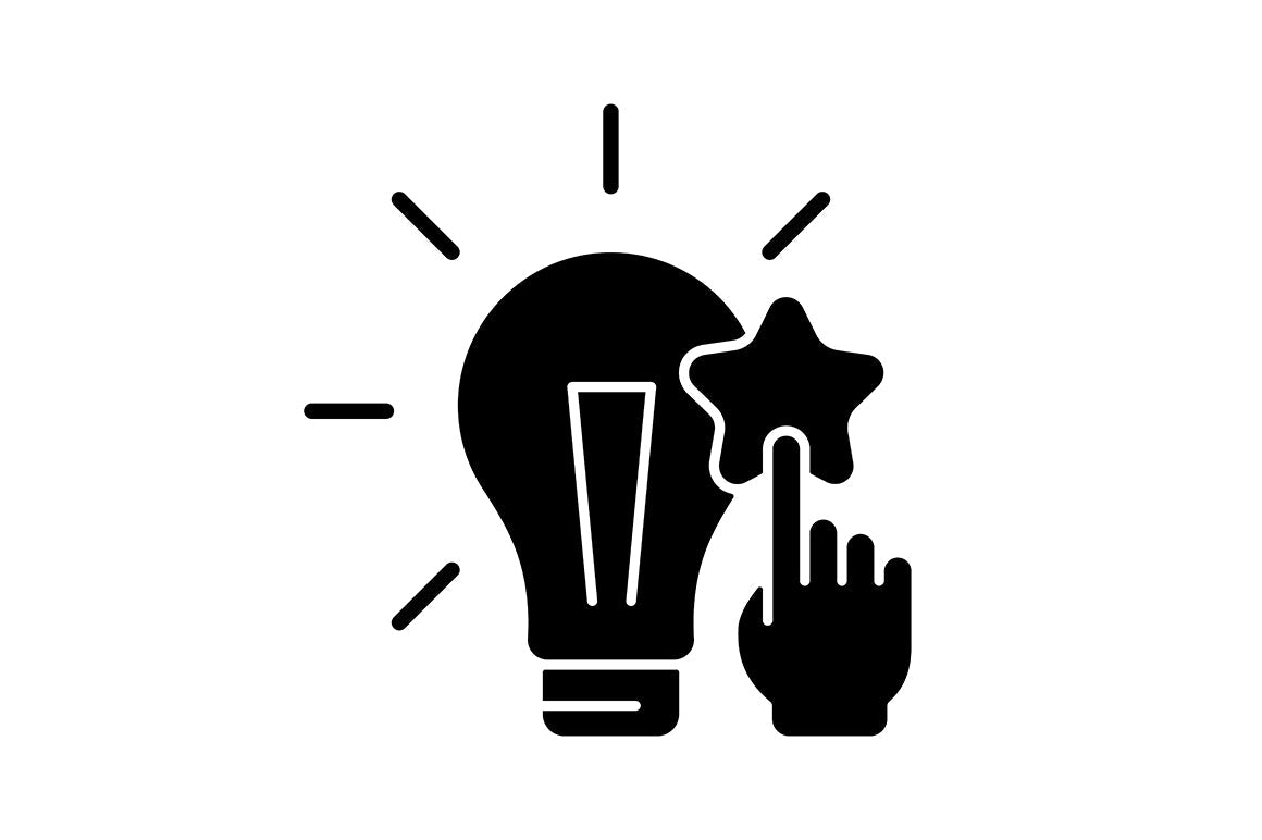 Critical thinking black glyph icons set on white space