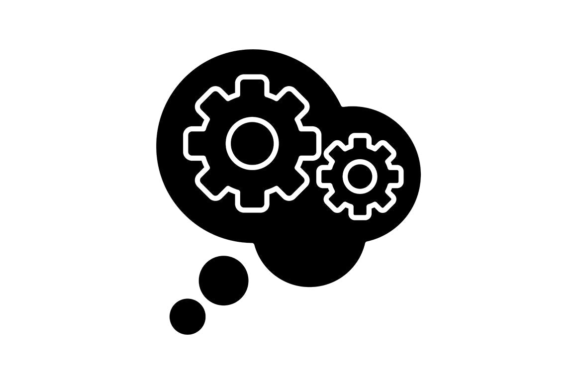 Critical thinking black glyph icons set on white space
