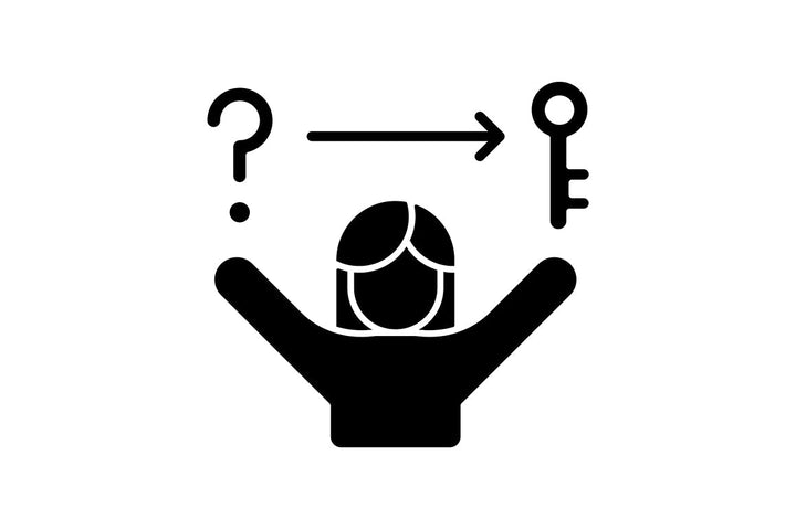 Critical thinking black glyph icons set on white space