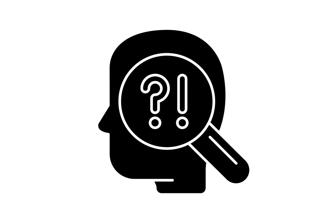 Critical thinking black glyph icons set on white space