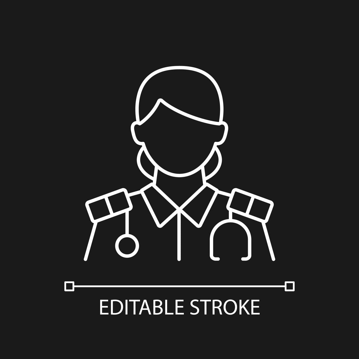 Cruise and hotel staff linear icons set for dark and light mode