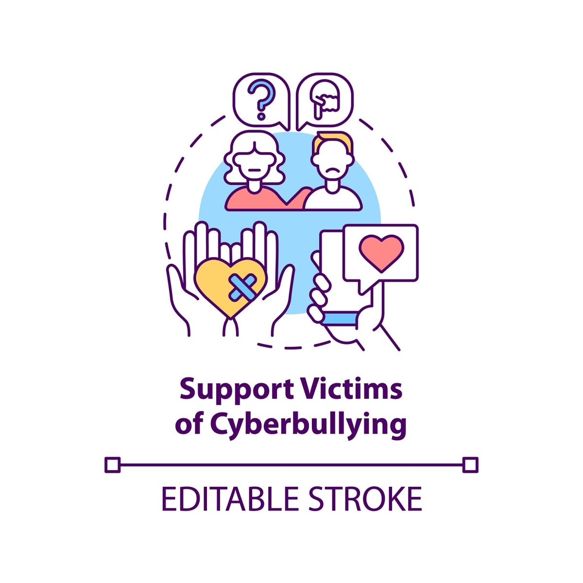 Cyberbullying concept icons bundle