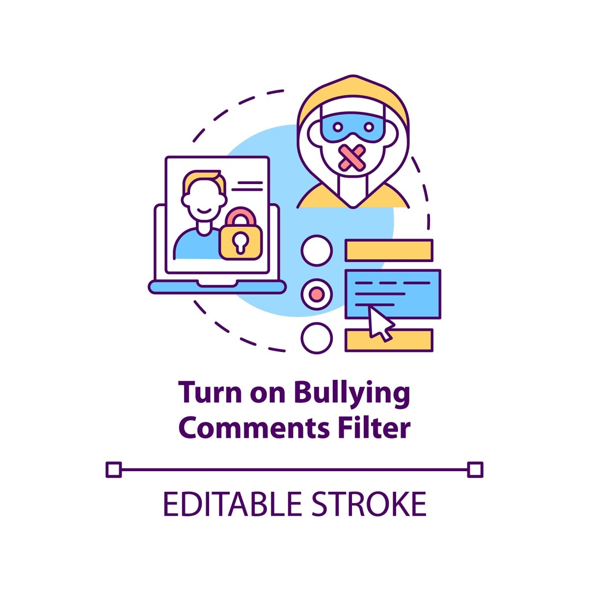 Cyberbullying concept icons bundle