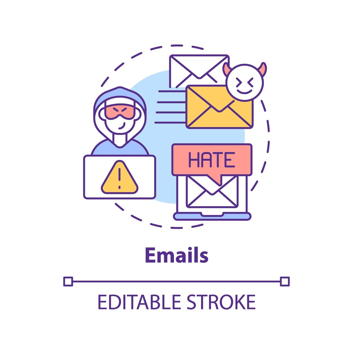 Cyberbullying concept icons bundle