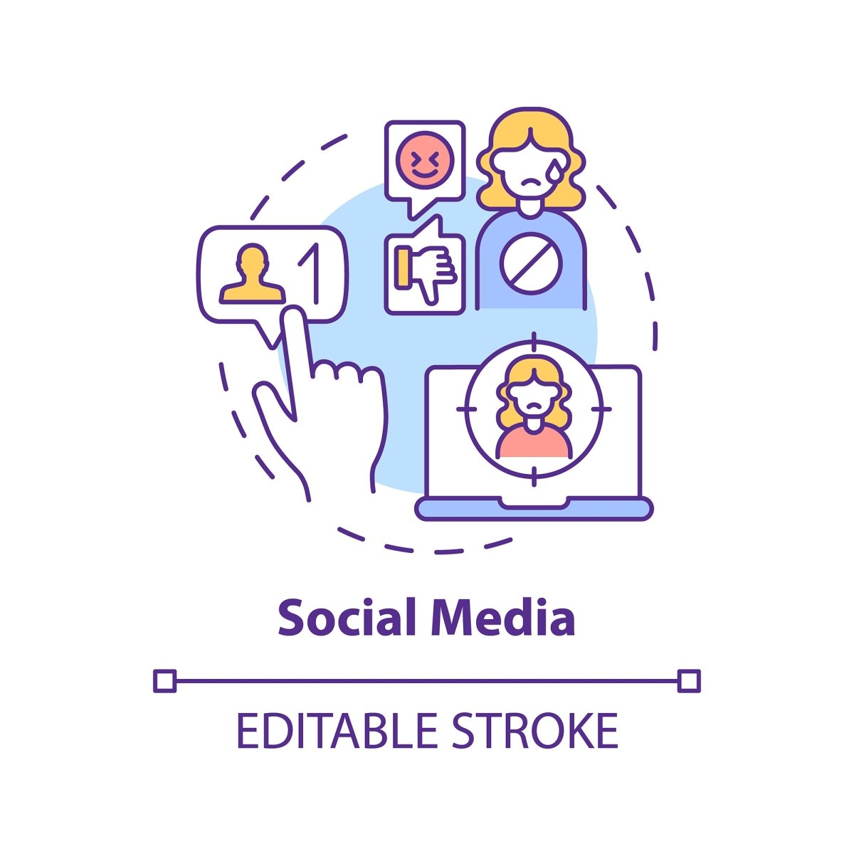 Cyberbullying concept icons bundle