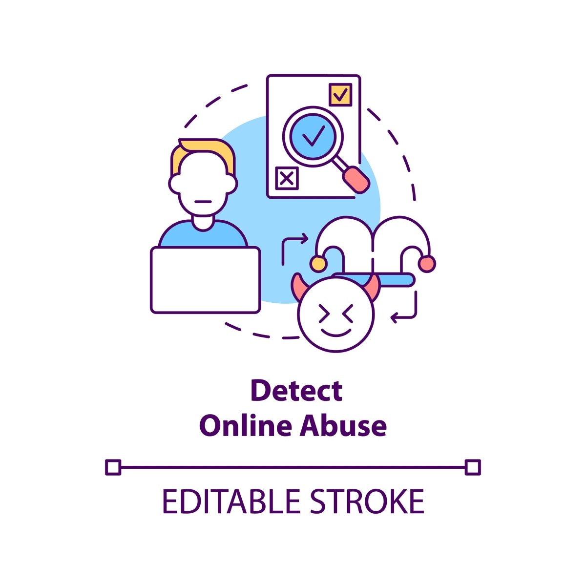 Cyberbullying concept icons bundle