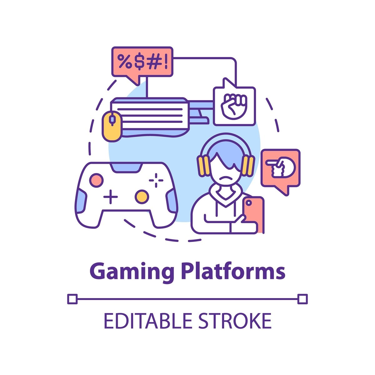 Cyberbullying concept icons bundle