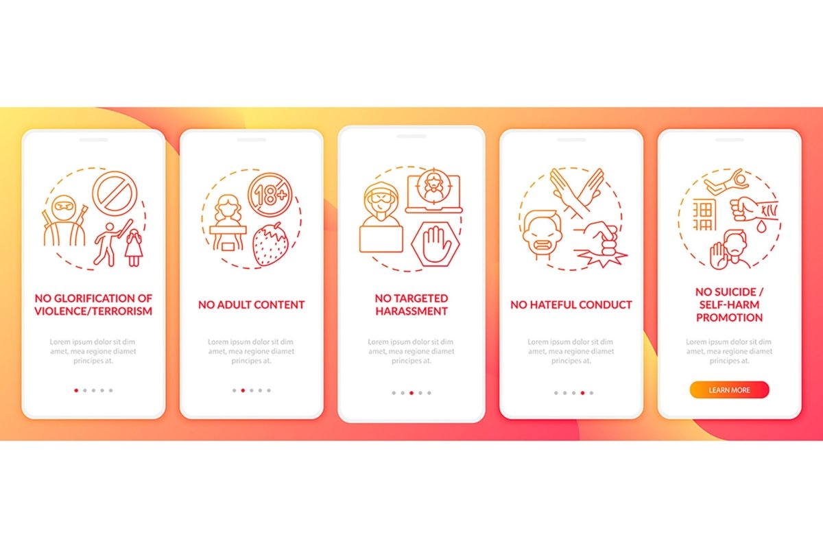 Cyberbullying sources onboarding mobile app page bundle