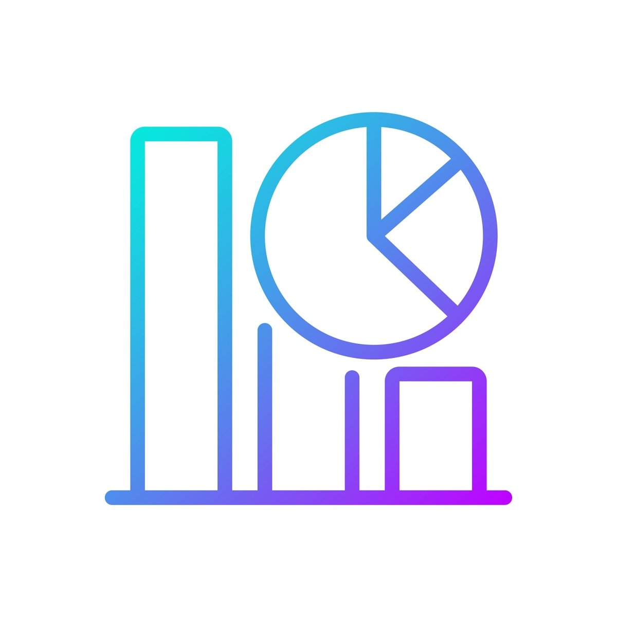 Data mining gradient linear vector icons set