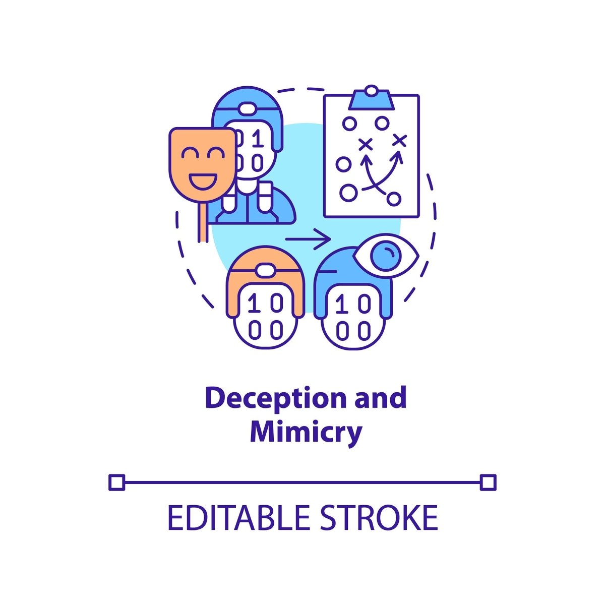 Deception and mimicry concept icon