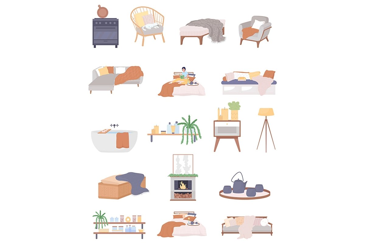 Decorative furniture vector item bundle