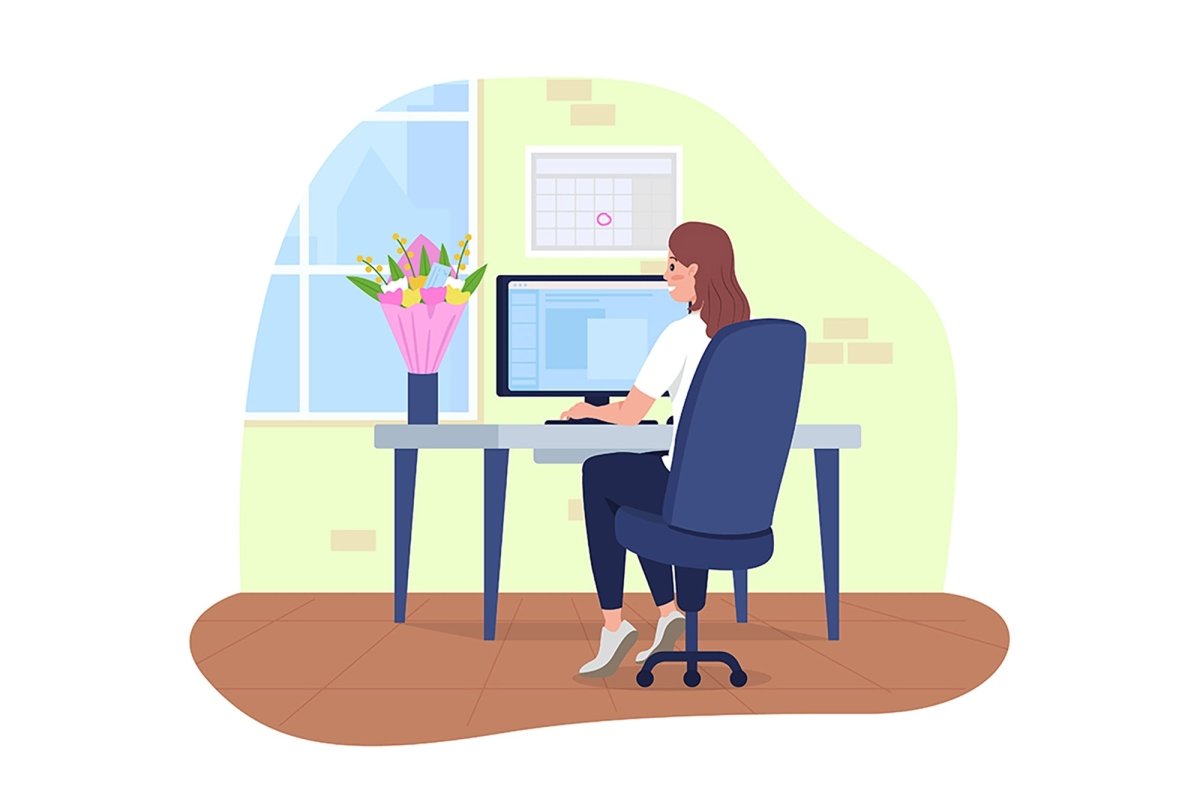 Delivering flowers 2D vector isolated illustration set