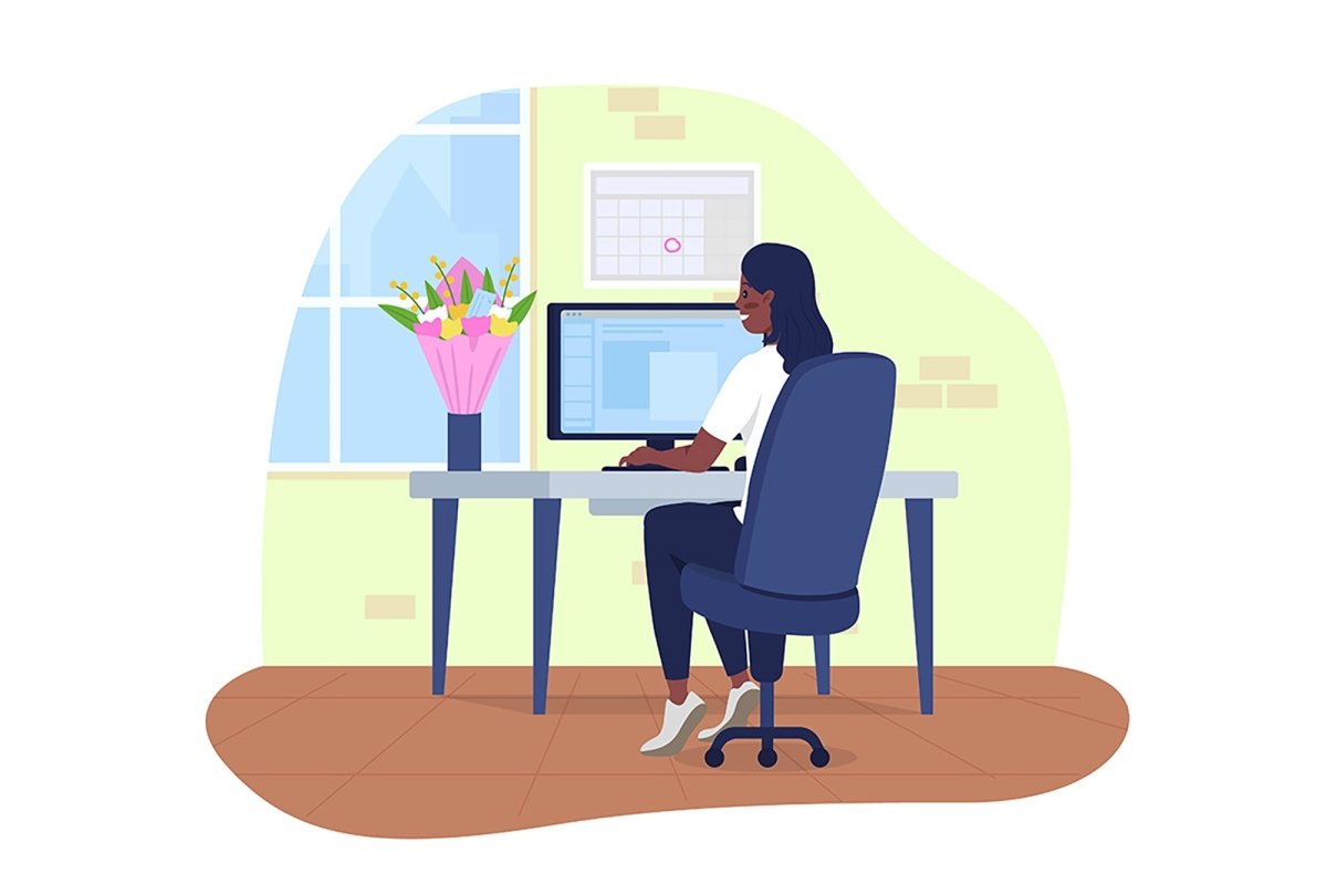 Delivering flowers 2D vector isolated illustration set