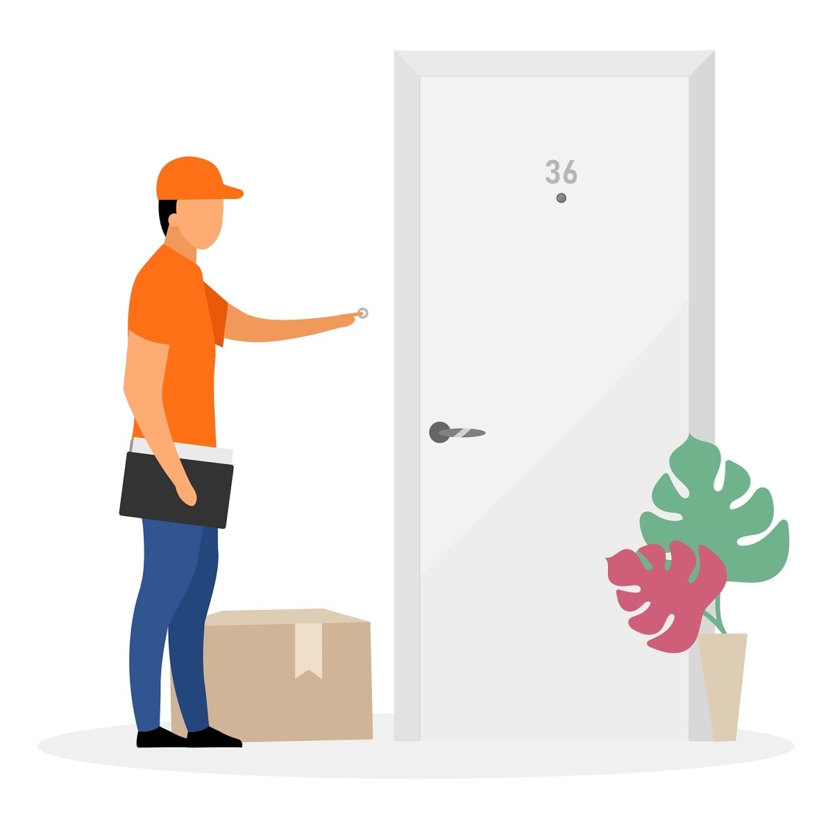 Delivery service workers flat vector illustrations set