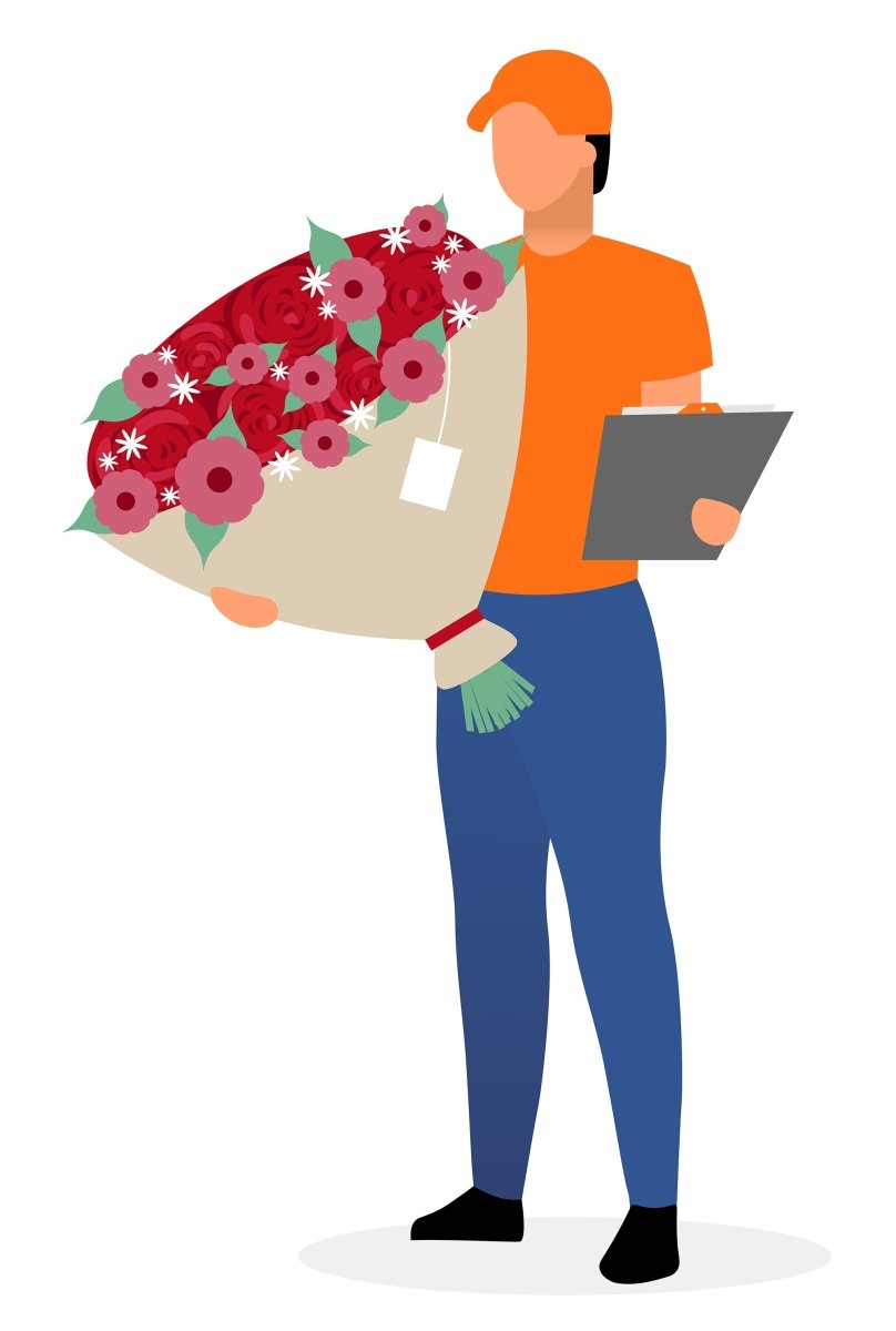 Delivery service workers flat vector illustrations set