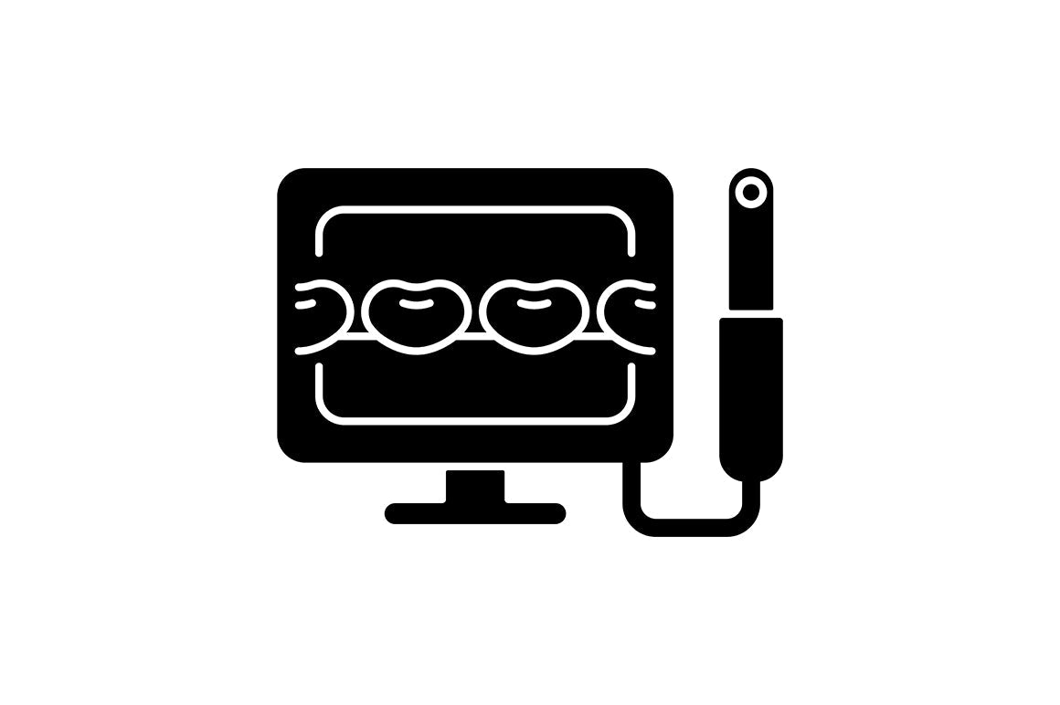 Dentistry tools and materials black glyph icons set on white space
