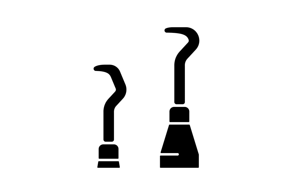 Dentistry tools and materials black glyph icons set on white space