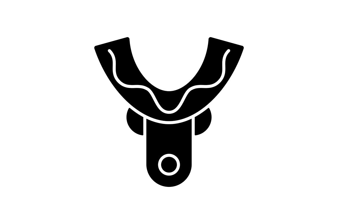 Dentistry tools and materials black glyph icons set on white space