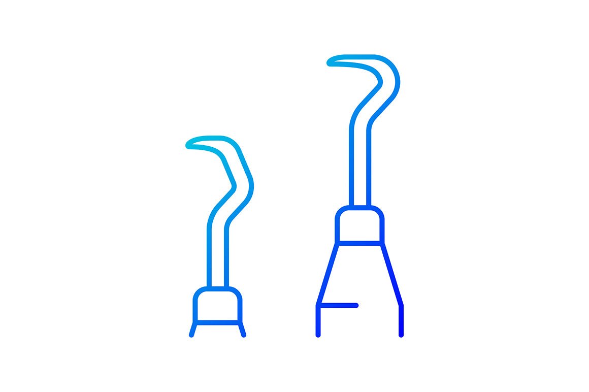 Dentistry tools and materials gradient icons set for dark and light mode