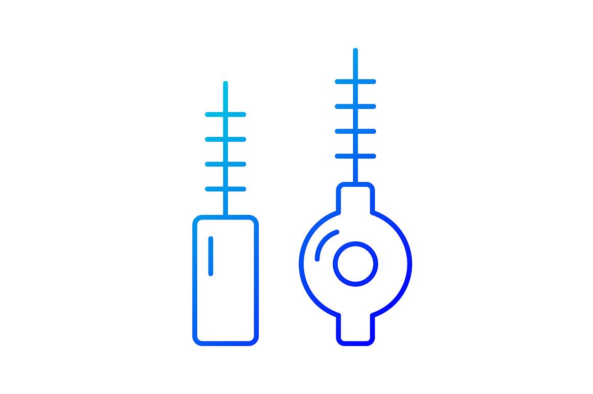 Dentistry tools and materials gradient icons set for dark and light mode
