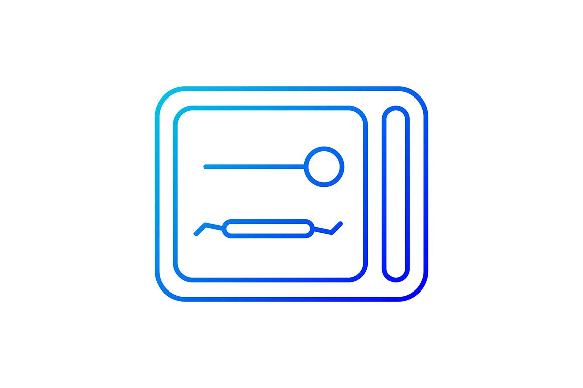 Dentistry tools and materials gradient icons set for dark and light mode