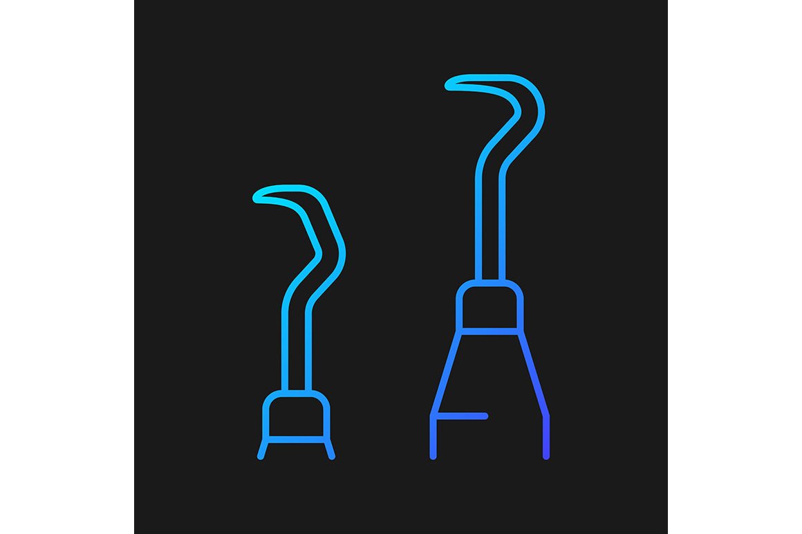 Dentistry tools and materials gradient icons set for dark and light mode