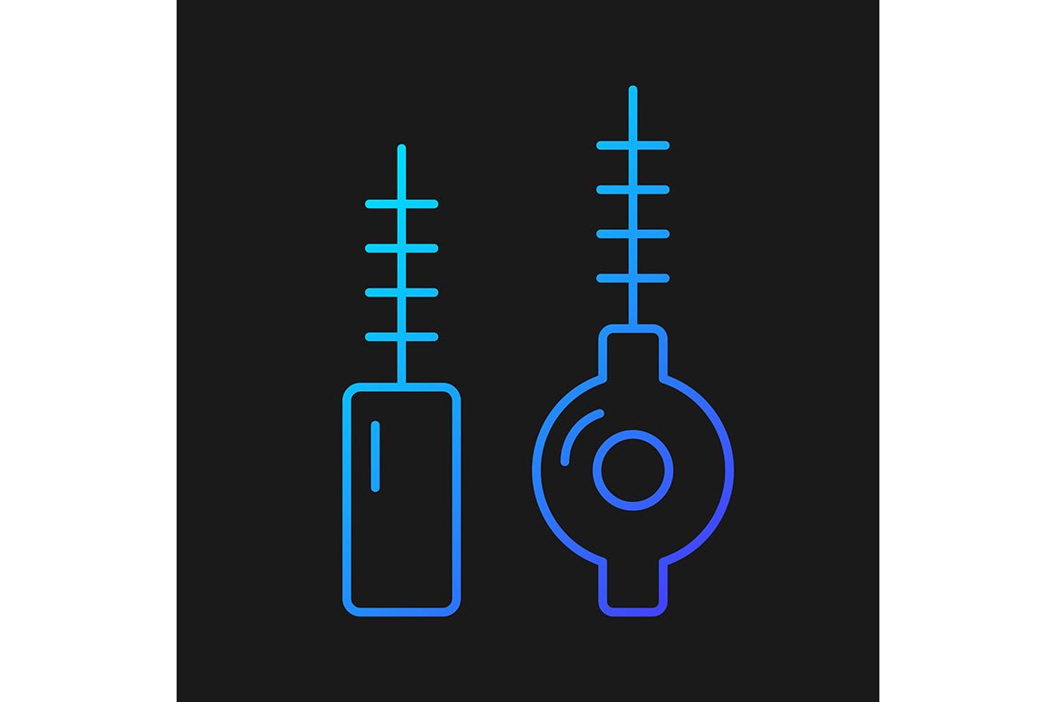 Dentistry tools and materials gradient icons set for dark and light mode
