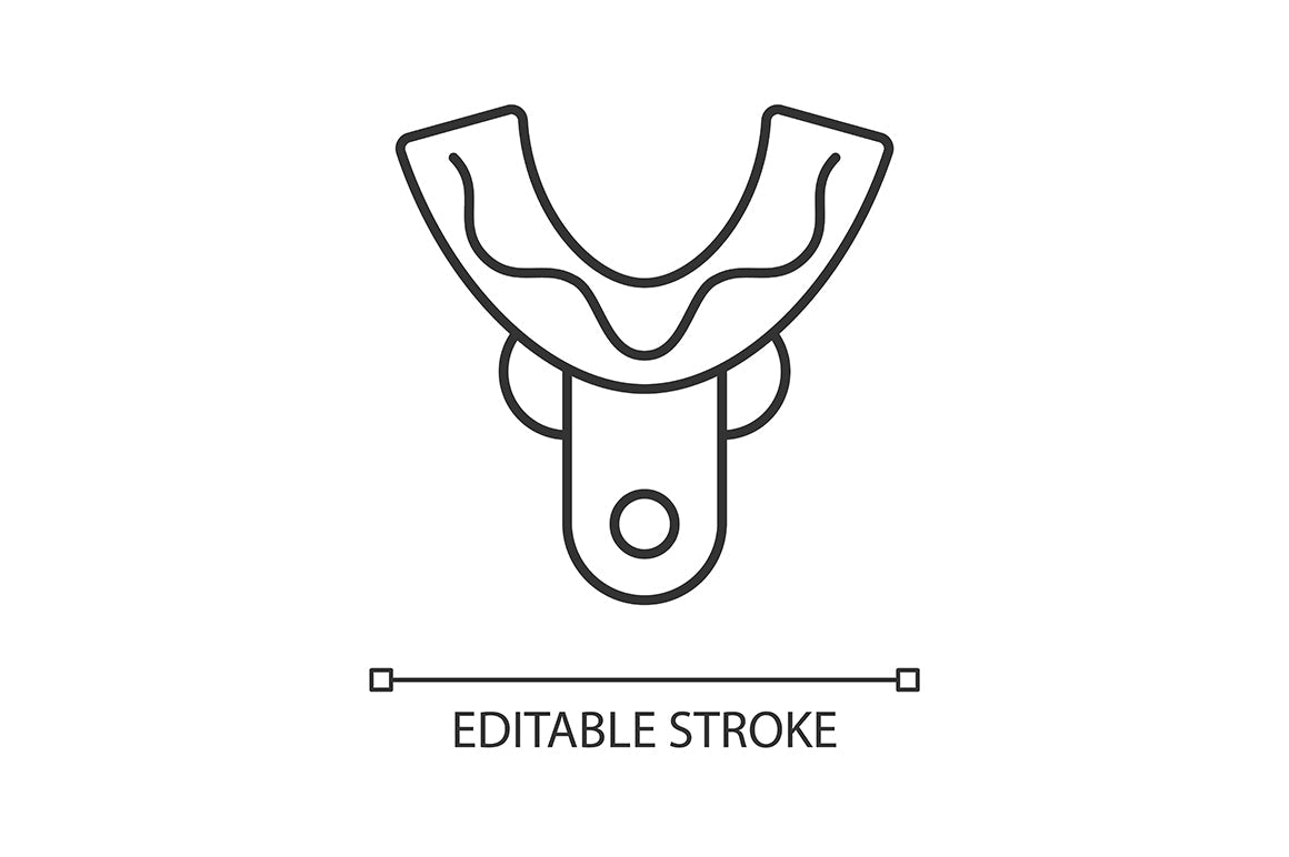 Dentistry tools and materials linear icons set for dark and light mode