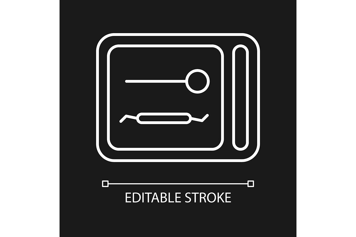 Dentistry tools and materials linear icons set for dark and light mode
