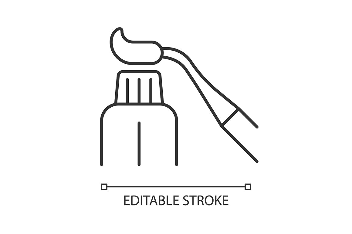 Dentistry tools and materials linear icons set for dark and light mode