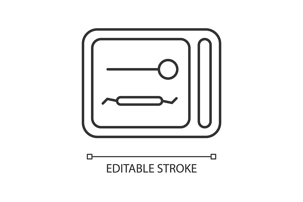 Dentistry tools and materials linear icons set for dark and light mode