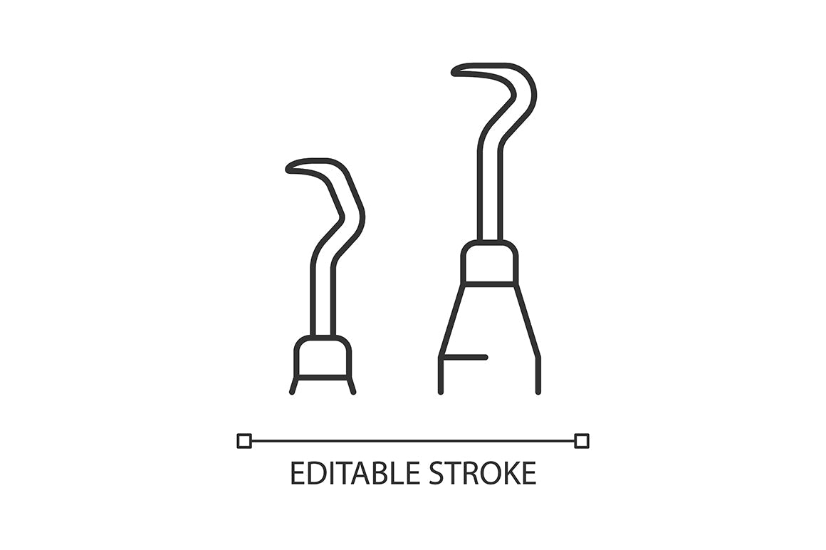 Dentistry tools and materials linear icons set for dark and light mode