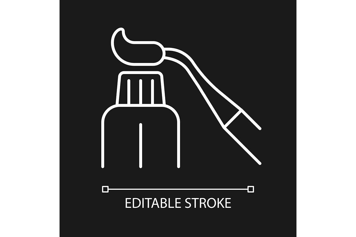 Dentistry tools and materials linear icons set for dark and light mode