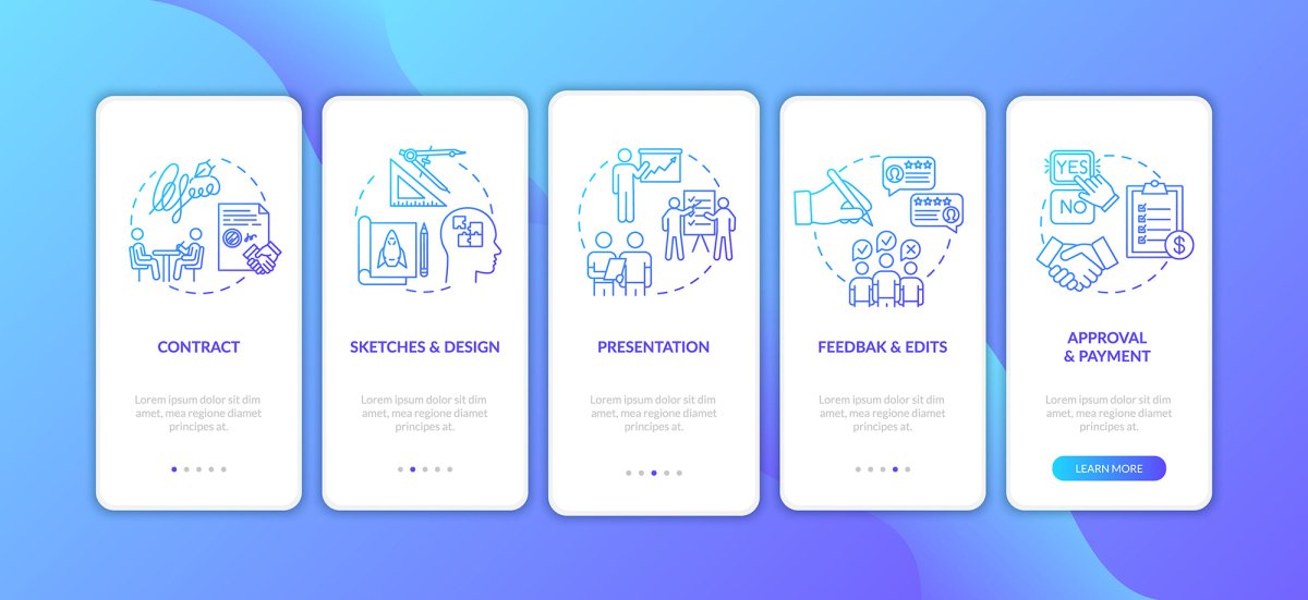 Design studio onboarding mobile app page screen bundle