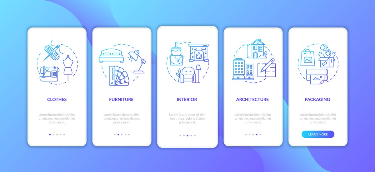 Design studio onboarding mobile app page screen bundle