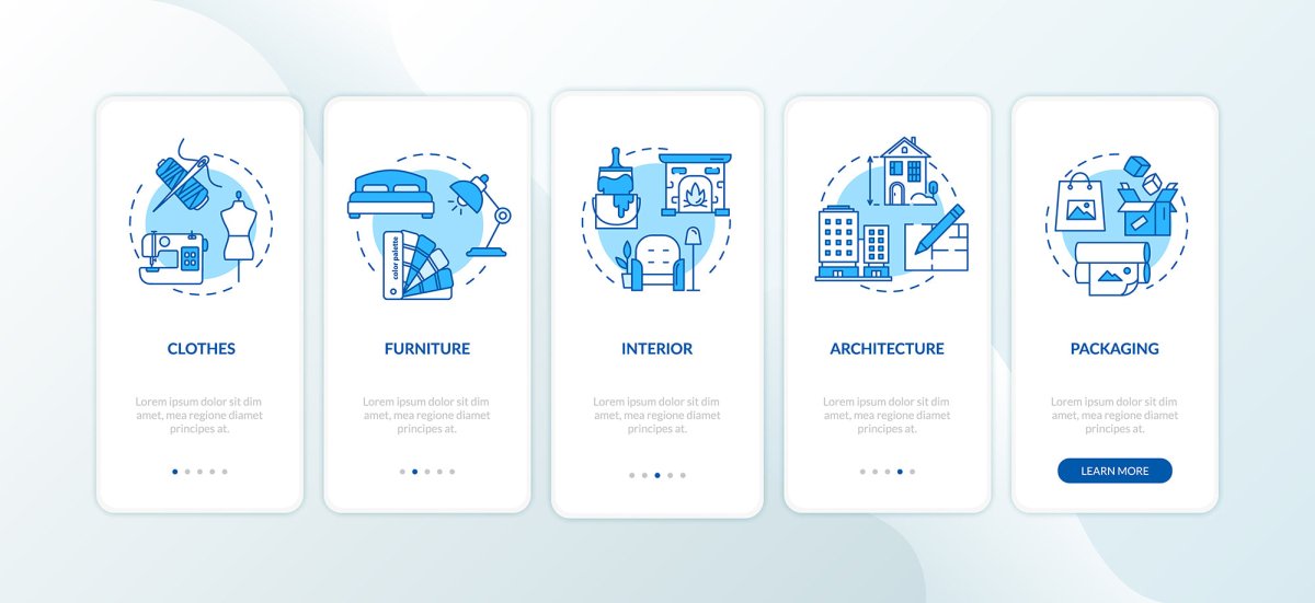 Design studio onboarding mobile app page screen bundle