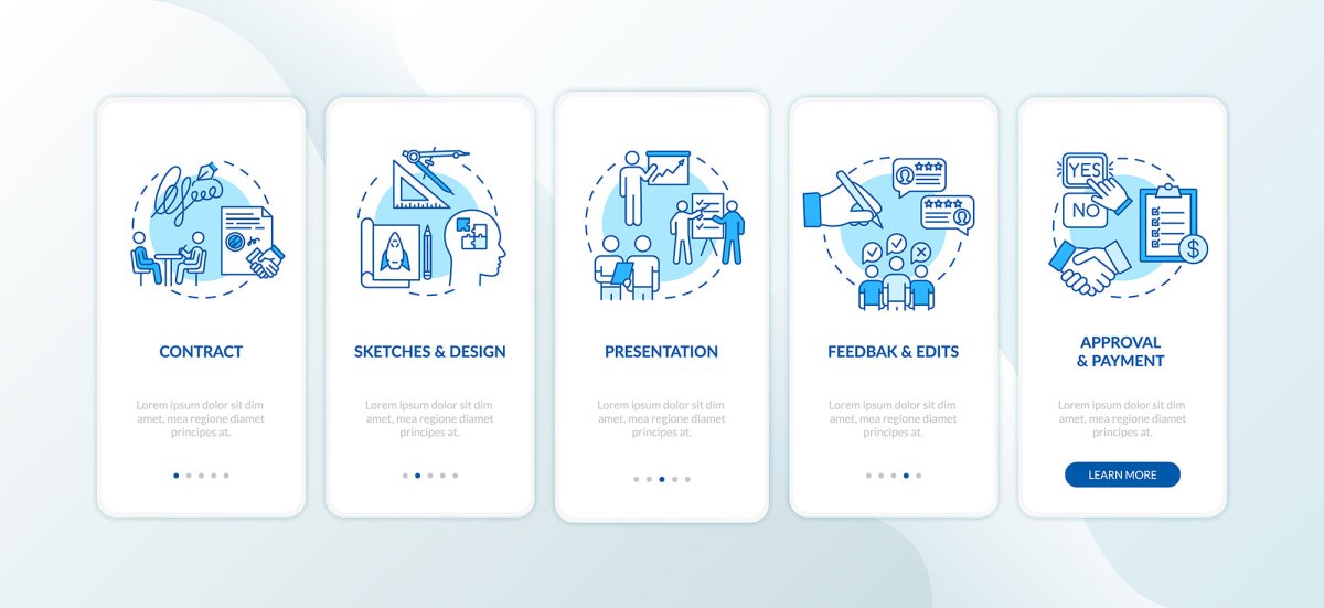 Design studio onboarding mobile app page screen bundle