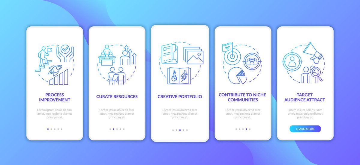 Design studio onboarding mobile app page screen bundle