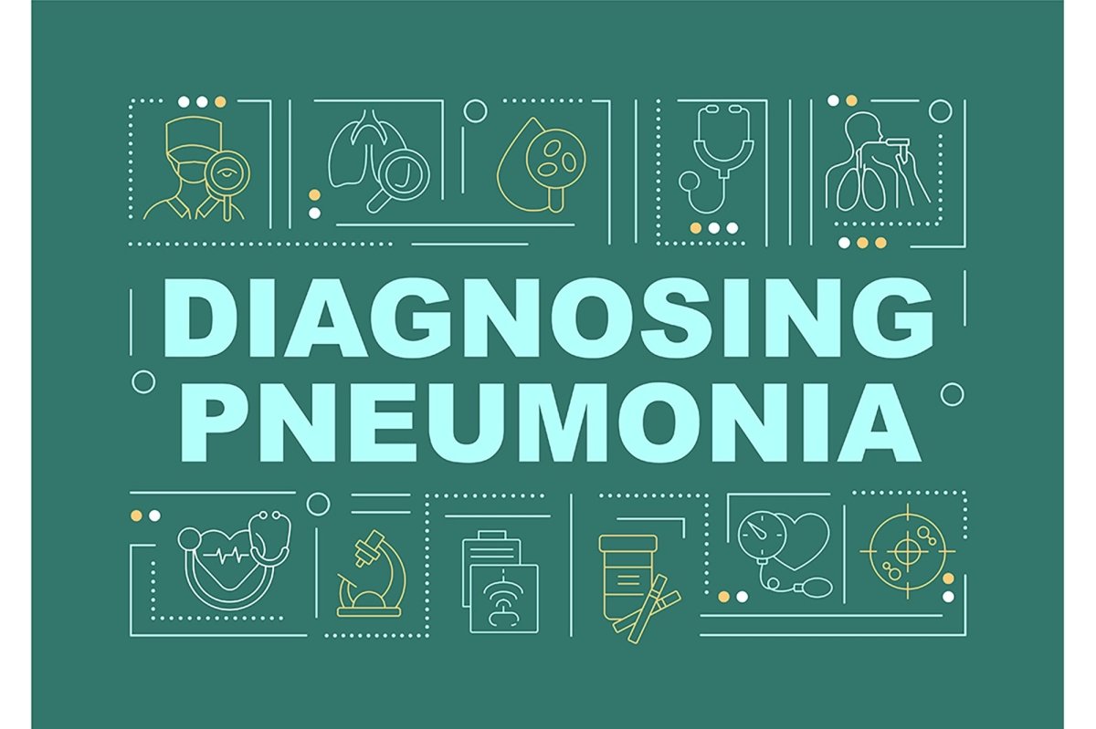 Diagnosing pneumonia concept banner set