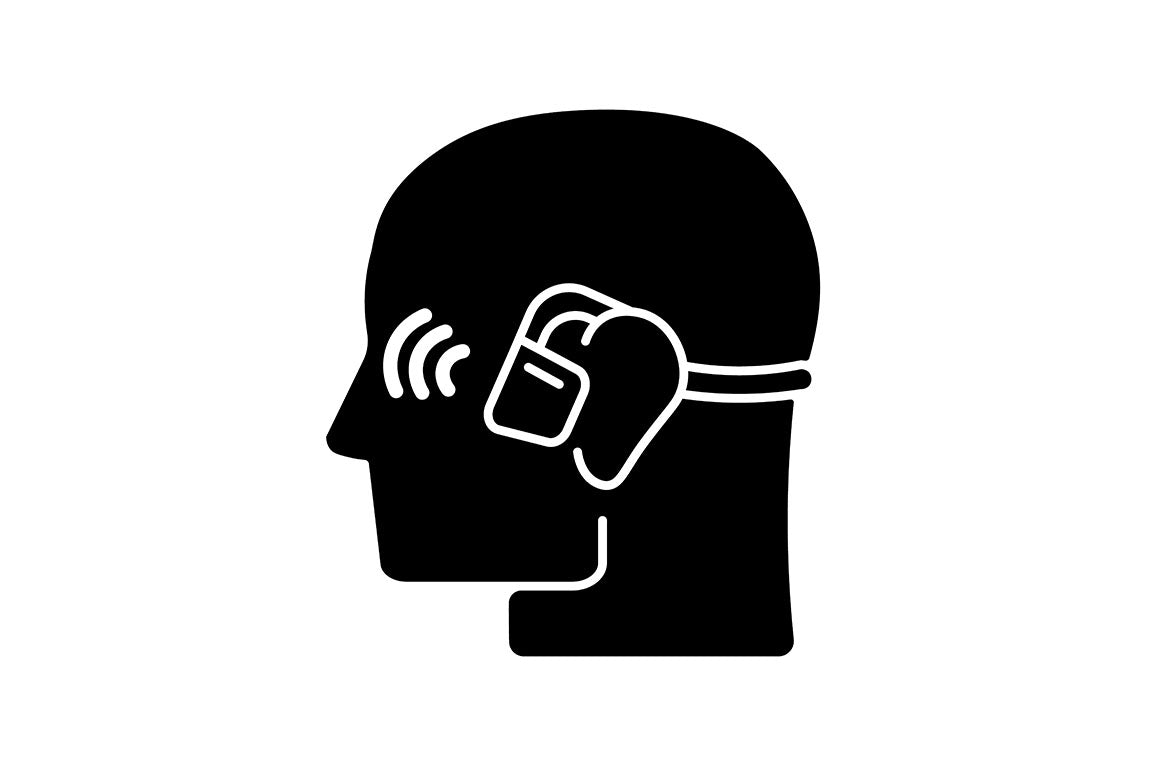 Different types of headphones black glyph icons set