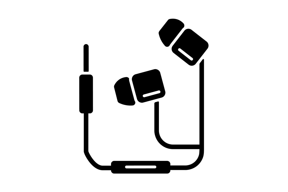 Different types of headphones black glyph icons set
