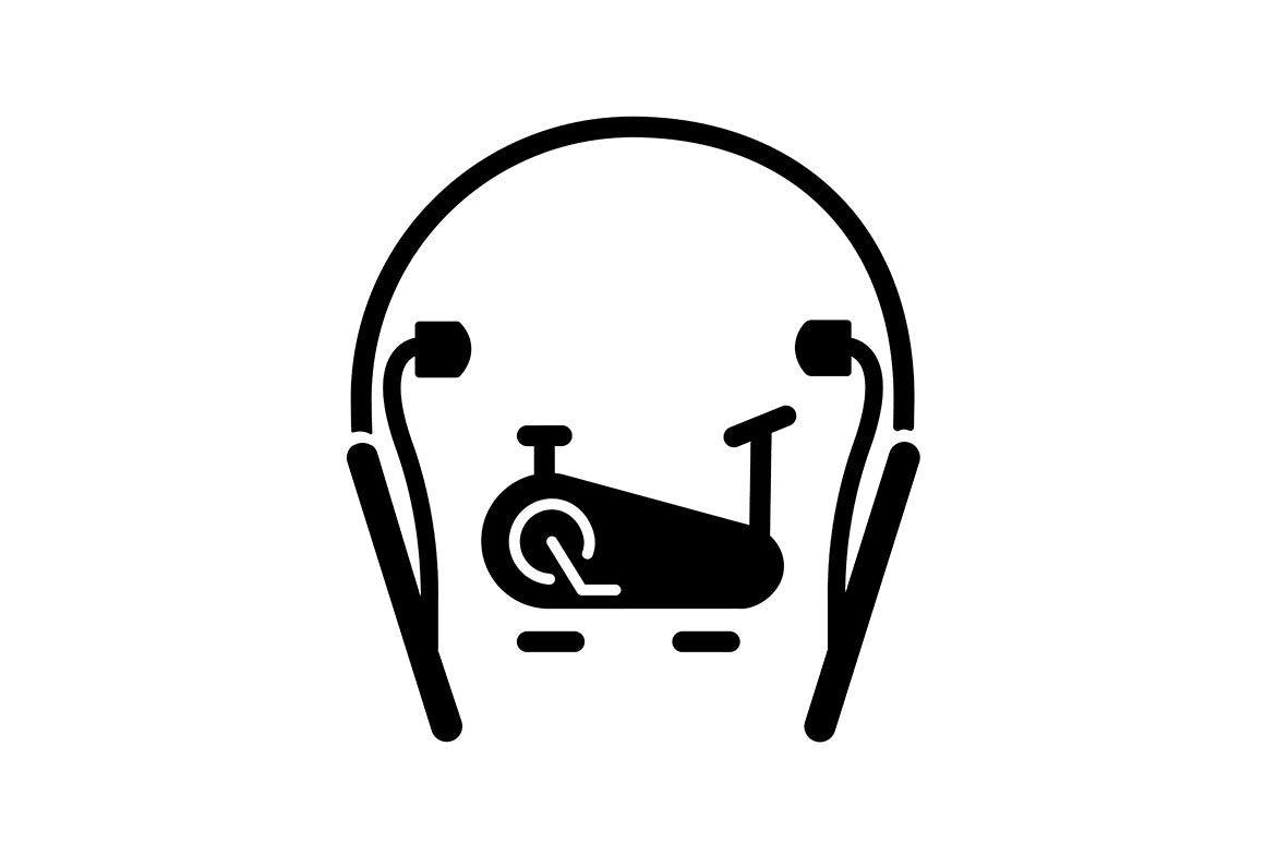 Different types of headphones black glyph icons set