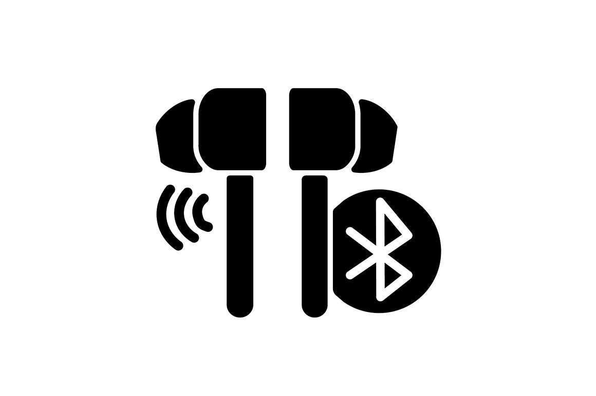 Different types of headphones black glyph icons set