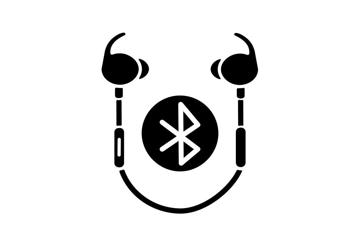 Different types of headphones black glyph icons set